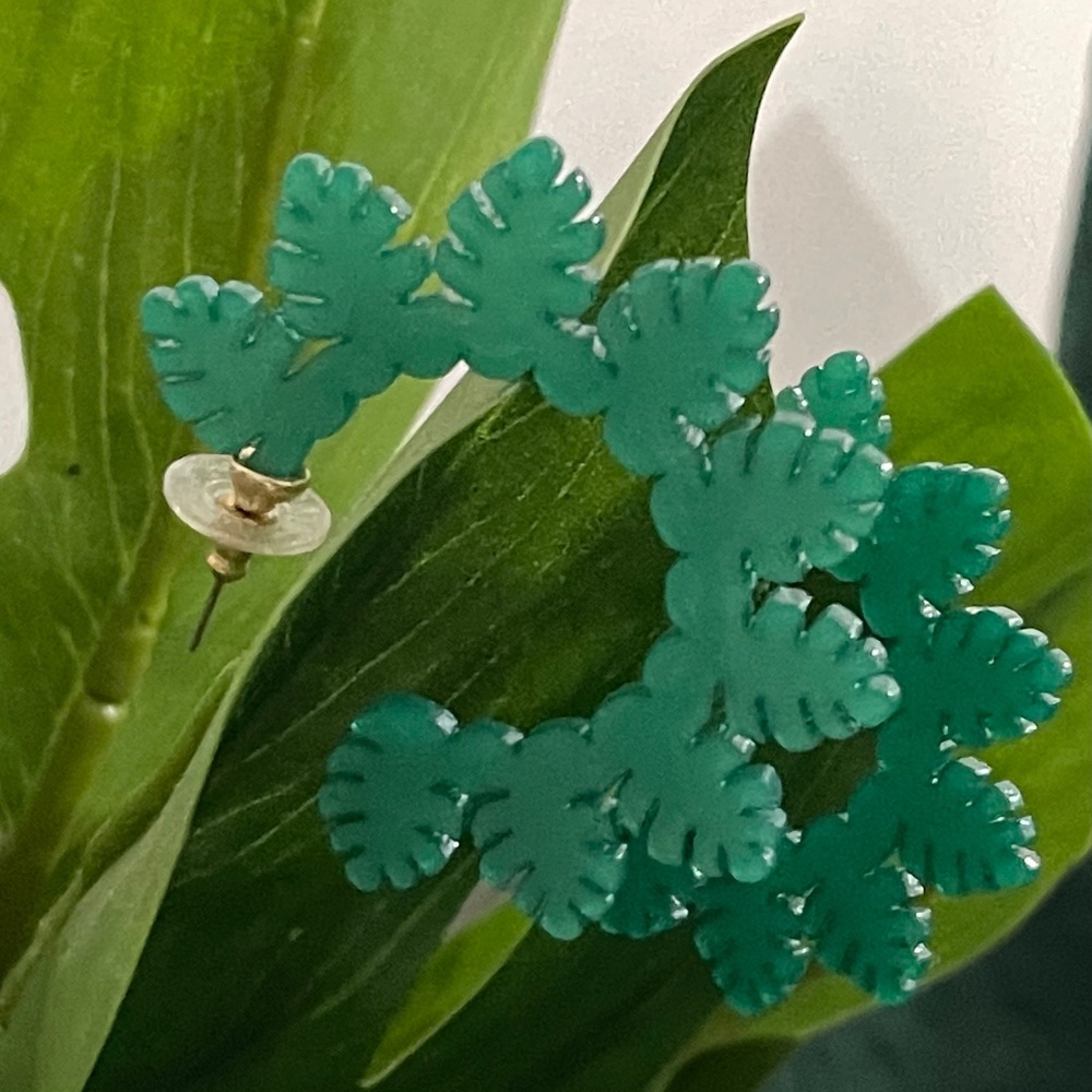 Baublebar Retro Green Mini Palm Hoop Earrings